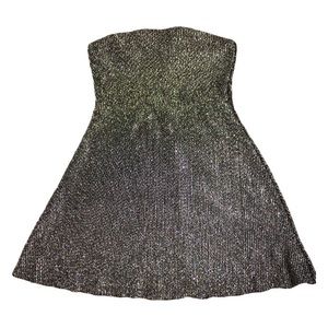 Wild Fable Women’s Metallic Strapless Mini Dress | Silver/Black | XS